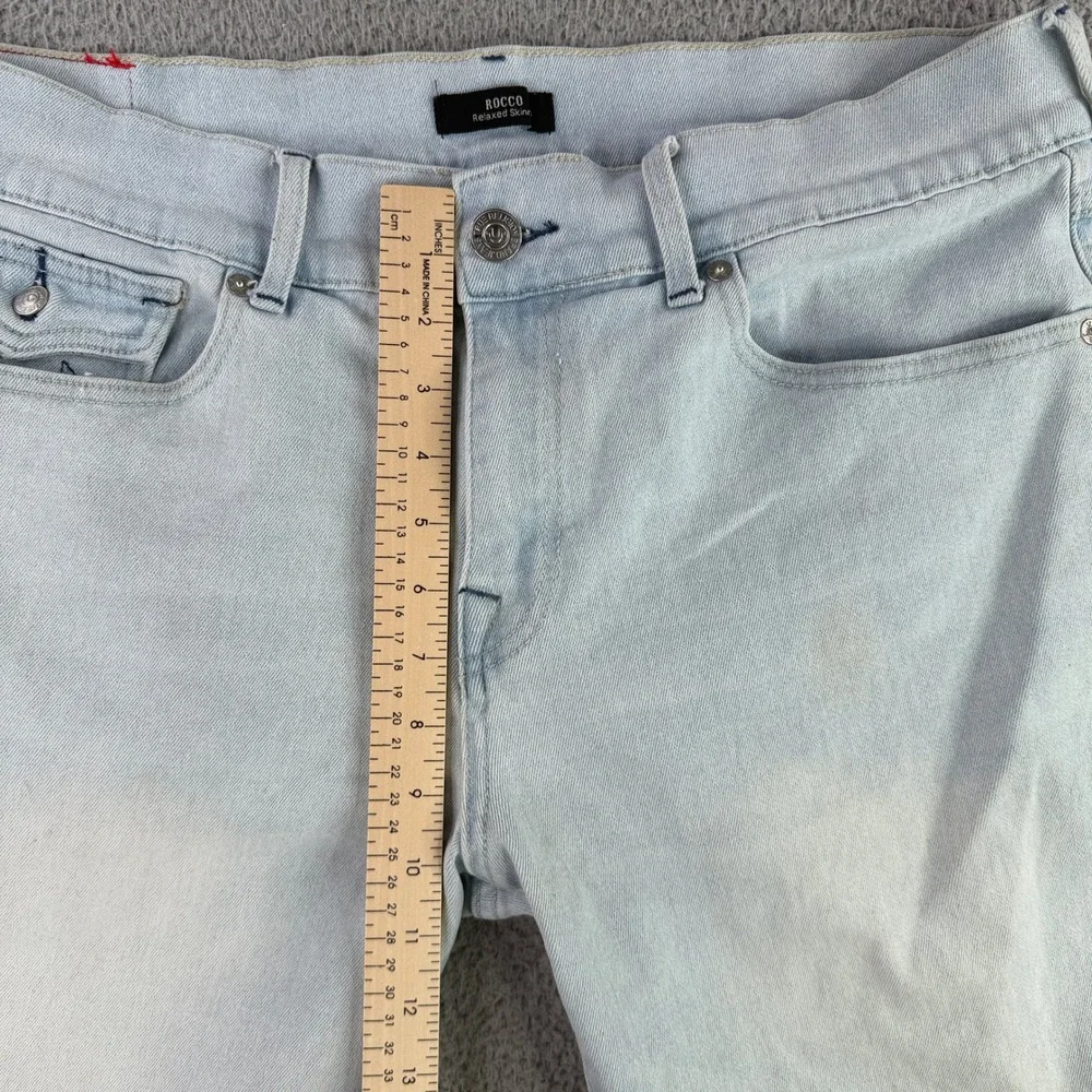 True Religion Shorts Mens 34 Light Wash Blue Rocco SN Stretch Denim Flap‎ Pocket